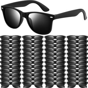 NEBURORA 6 Pack Black Sunglasses Bulk Retro Black Shades Party Sunglasses for Adult Men Women Summer Beach Party Accessories