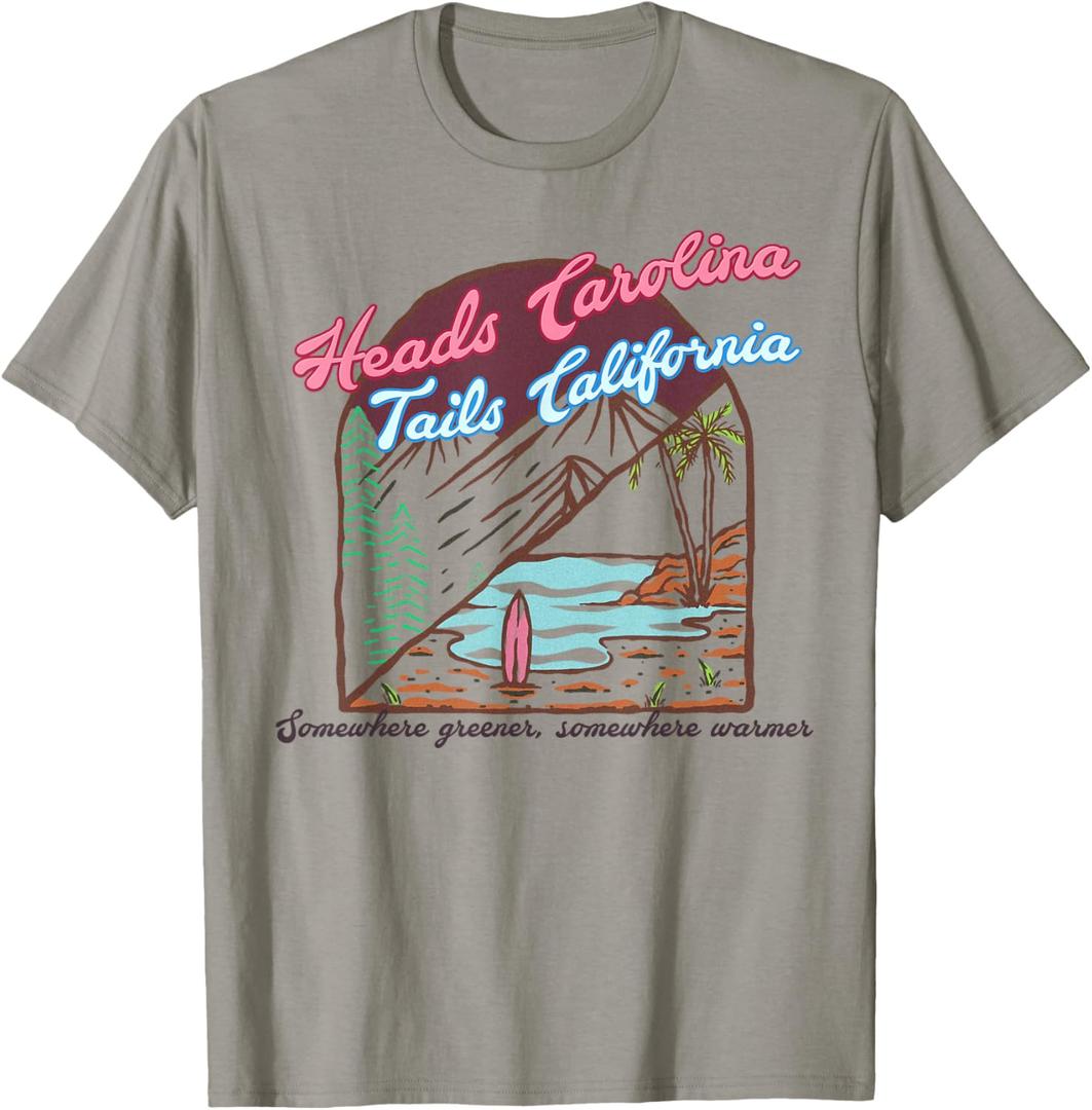 Heads Carolina Tails California Country Cowgirl Cowboy T-Shirt. L Size