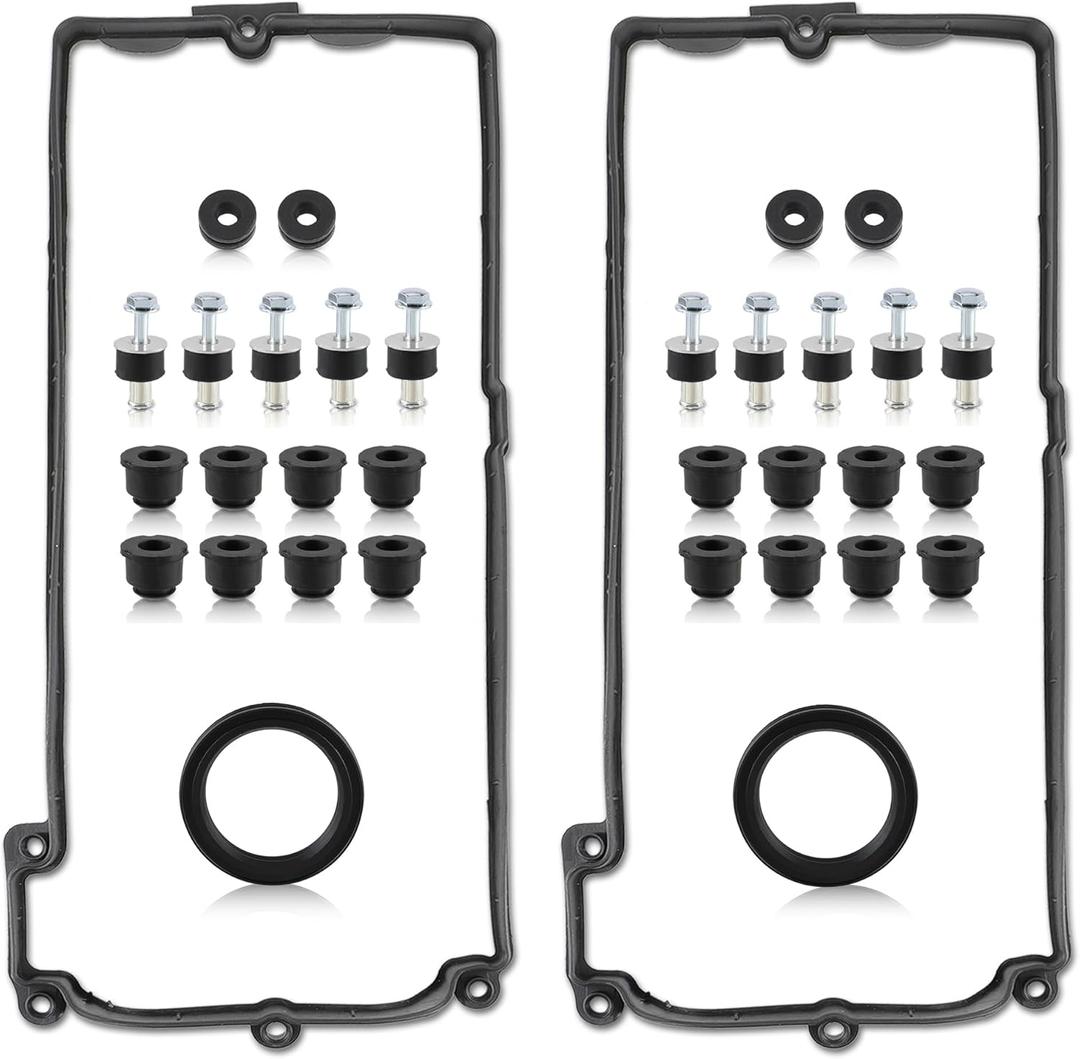 MOTOALL 11127513194 Valve Cover Gasket Set w/Grommets Seals Left & Right 11127513195 Fit for BMW 745Li 750i 645Ci 550i 650i 750Li 545i 650i X5 Alpina B7 2002-2010 4.4L 4.8L