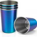 16 oz Stainless Steel Cups 4 Pack, Stackable Metal Drinking Glasses, Unbreakable & Shatterproof Pint Tumblers, BPA Free for Home, Bar, Restaurant, Party, Travel, Camping, Outdoors