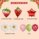 37PCS Strawberry Balloons Set, Strawberry Birthday Party Supplies, Foil Balloons for Girls, Red and Green