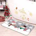 Tinideya Winter Bathroom Rugs 31.5" x 19.7" Winter Bath Mat Non Slip Farmhouse Entrance Welcome Door Mats Holiday Bathroom Decorations for Home Indoors Kitchen(Snowman)