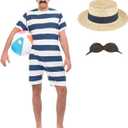 fun shack 1920's Swimsuit for Men, 1920's Bathing Suit Costume, Mens 20's Costume, 1920 Swimsuit Men, 20's Costumes for Men, Large