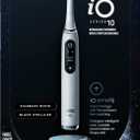 Oral-B iO Series 10 Rechargeable Electric Toothbrush with Visible Pressure Sensor to Protect Gums, 2 Min Timer, 7 Cleaning Settings, 4 Replacement Toothbrush Heads, and Charging Travel Case, White