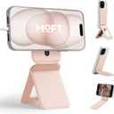 MOFT Phone Tripod Stand Selfie Stick for iPhone, Multi-Angles iPhone Stand, Lightweight & Portable Phone Holder, Strong Magnets, MOVAS Vegan Leather, Travel Essentials, Peach Pink (Without Card Slot)