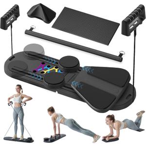 Pilates Reformer Set - Pilates Board for Home Workout, 6 in 1 Reformer Pilates Machine, Portable and Foldable Pilates Reformer, Pilates Reformers Board for for Core Workouts (Black) Pilates Reformer Set - Pilates Board for Home Workout, 6 in 1 Reformer Pilates Machine, Portable and Foldable Pilates Reformer, Pilates Reformers Board for for Core Workouts (Black)