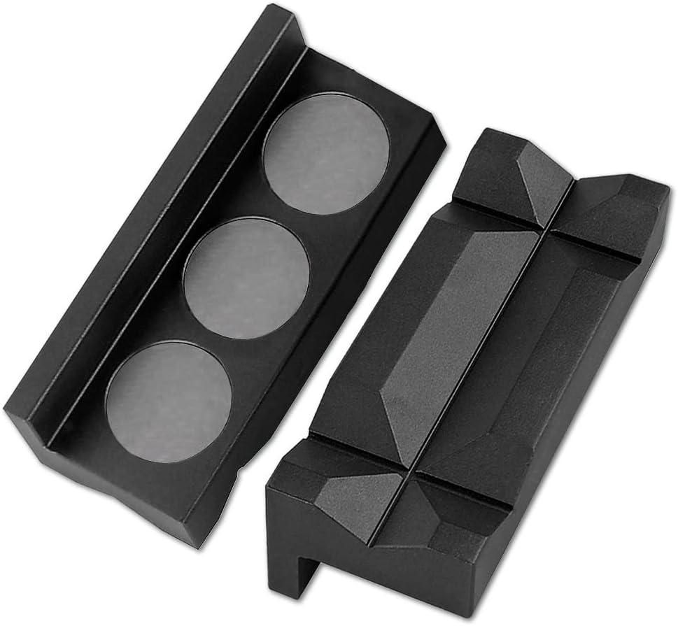 Aluminum 4" Vise Jaws Pads, Magnetic Reversible Pipe Vise, AN Fitting Vice Jaw Covers, Professional Grade Multi-Purpose Vise Jaw Protective Inserts for Any Metal Bench Vice (4", Black)
