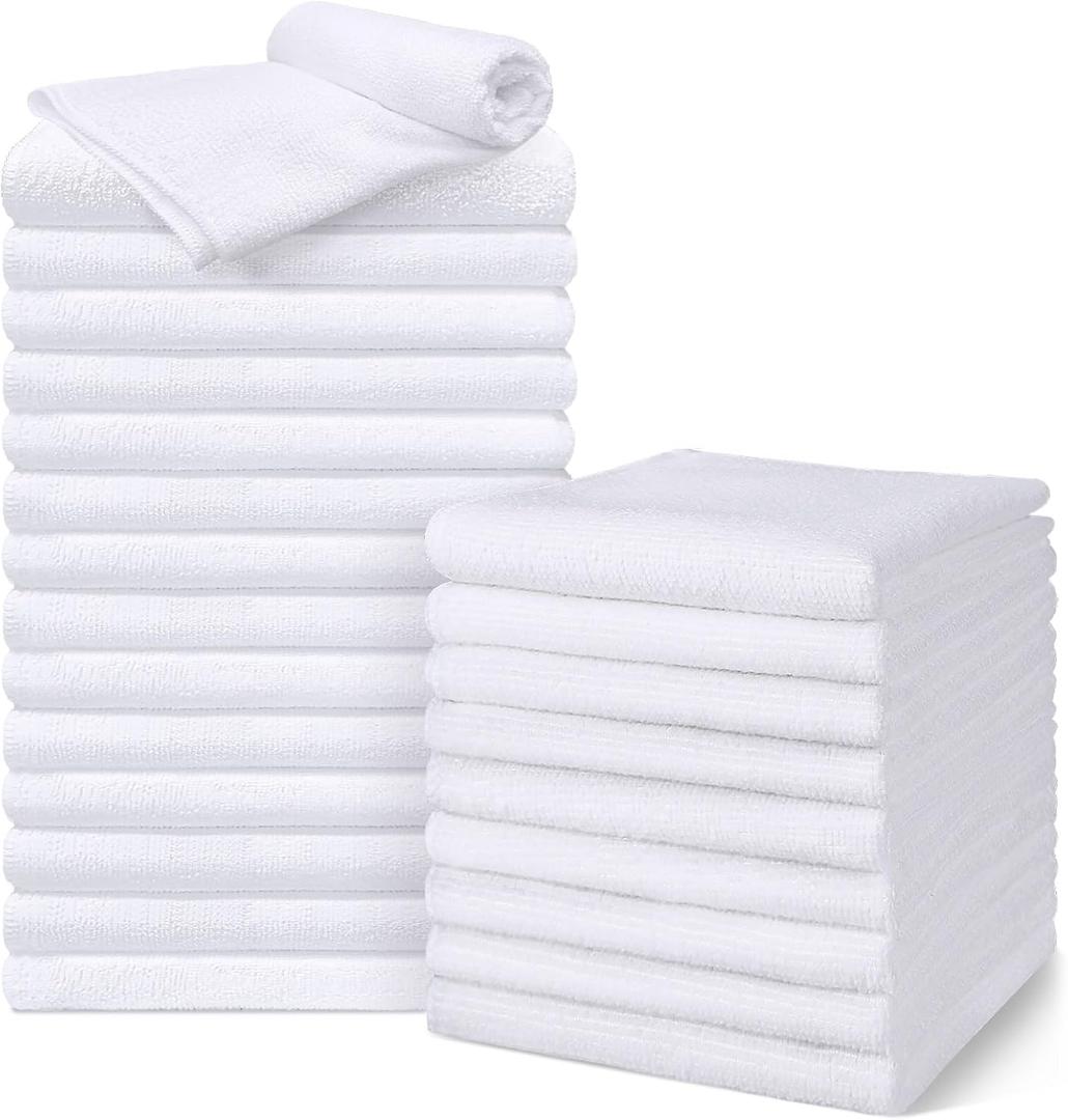 UNIMADE Salon Towels 24 Pack, Super Soft Microfiber Hand Towel, Highly Absorbent Hair-Drying Cloth for Gym, Bath, Spa Use and Home Beauty Care - White (16x29 inch), 24PK