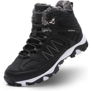 Littleplum Snow Boots for Women-Warm Fur Line Anti Slip Womens Winter Boots-Fashion Ankle Booties Sneakers for Outdoor Hiking (Black/White,38)