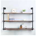 Industrial Pipe Shelves With Wood Planks,Rustic Pipe Shelving Wall ShelfMetal Pipe Solid Pine Wood,Easy to Assemble,Wooden Board Thickness 0.78 In,For Bar Farmhouse Kitchen Office Bathroom,Bedroom