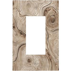 Tree Annual Rings Burl Texture Brown Wood Grain Print Decorative Outlet Covers 1 Gang Single Rocker Light Switch Cover Plate Wall Plates GFCI Faceplate for Farmhouse Bedroom Decor