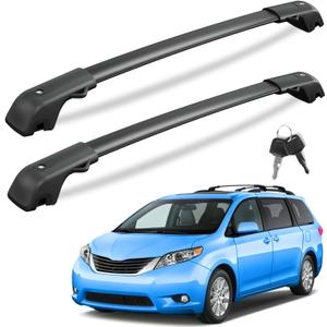KINGGERI 300Lbs Lockable Roof Rack Cross Bars Compatible with Toyota Sienna 2011-2020 (with Raised Side Rails)Anti-Theft Aluminum Roof Rails Crossbars Rooftop Cargo Basket Carrier canoe Luggage Rails