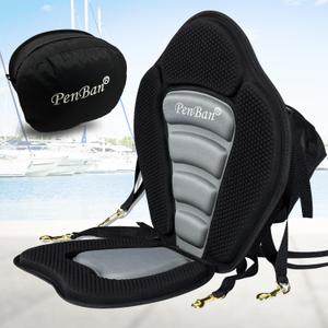 Universal Deluxe Kayak Seat Cushion with Storage Bag for Kayak,Padded Boat,SUP,Canoe,Fishing Boat,Seats with 4 Adjustable Straps (1 Pack Black/Gray)