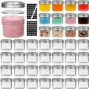 40 Pack 4 oz Glass Jars with Lids and Bands, Regular Mouth Mini Mason Jar, Canning Jars for Honey, Jam, Jelly, Wedding Favor, Shower Favor, Body Butters, Spice (Silver LidBand)