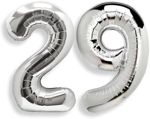 AULE 40 Inch Large 29 Balloon Numbers Silver, Big Foil Number Balloons, Giant Helium Happy 29th Birthday Party Decorations for Man and Women, Huge Mylar Anniversary Party Supplies