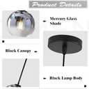 KCO Lighting Modern Black Globe Pendant Light Mercury Glass Ceiling Pendant Light Mid Century Silver Kitchen Pendant Lighting Over Island Dining Room Light Fixtures Over Table, 20cm Silver