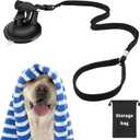 Dog Bathing Tether with Heavy Suction Cup, Dog Grooming Tub Restraint Soft Nylon Leash with Adjustable Collar for Pet Dog Cat Shower and Grooming Red