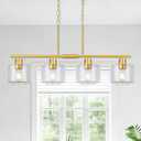 Kitchen Island Lighting, Brushed Gold Dining Room Light Fixture, 4-Light, Linear