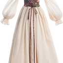 LTAKK Renaissance Dress Women Victorian Costume Ren Fair Medieval Dresses with Floral Corset, Medium