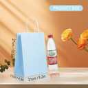 BAG BOX 100 Pack Medium 8.25x4.3x10.6 Inch Blue Kraft Paper Gift Bags with Handles for Bulk Shopping, Retail, Craft, Party Favors, Wedding, Grocery & Sacks