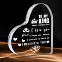 2 x Romantic Valentines Day Gift for Him  I Love You Heart Acrylic Paper Weights for Boyfriend or Husband,Birthday Idea (4.7" x 4.7" x 0.6")