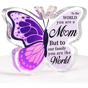 Gifts for Mom, Mom Birthday Gifts, Birthday Gift for Moms, Moms Gift for Birthdays Christmas Mothers Day Decor, Mommy Presents from Daughter Son, Engraved Butterfly Plaque 3.9" x 3.3"