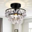 CLAIRDAI Modern Crystal LED Ceiling Light Square Crystal Chandelier Mini Flush Mount Ceiling Lamps for Hallway Bedroom Dining Room（Cool White）