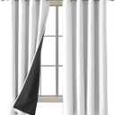 Deconovo Total Blackout Curtains Grommet Thermal Insulated Room Darkening Microfiber Lined Window Curtains 52W x 72L inch Greyish White 2 Panels
