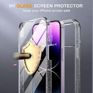 Miracase for iPhone 17 Pro Max Case 6.9" FullBody Phone Case with Builtin Glass Screen Protector& Full Camera Protector,[Magnetic with MagSafe] Drop Proof 17 ProMax Cover, Clear Glitter