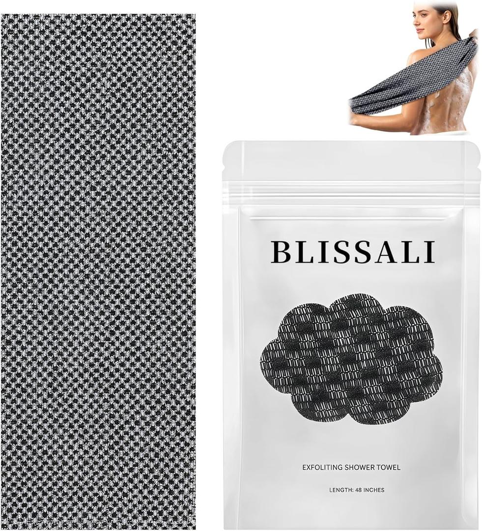 Blissal Exfoliating Shower Towel,Advanced Exfoliating Microfiber Towel,Premium Scrub Bathroom Towel Set,2-in-1 Exfoliatings Towels-Body Scrubber with 2 Sides for All Skin Types