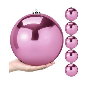 Zubebe 6 Pcs 8" Extra Large Outdoors Christmas Balls Ornaments Jumbo Oversized Christmas Tree Decorations Giant Hanging Xmas Plastic Balls Ornaments for Lawn Yard Decoration (Pink Glitter)