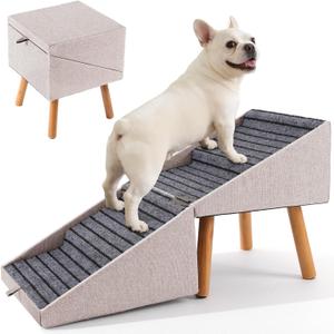 Dog Ramp for Couch and Bed,17.13" H Dog Stairs for Small Dogs and Cats, Foldable 2 in 1 Pet Steps for Medium Large Dogs and Puppy, Split Ottoman Design Pet RampApricot