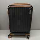 Carry on Luggage 22x14x9 Airline Approved, 20 Inch Carry on Luggage with Front Compartment, Travel Carry on Suitcase Lightweight with Wheels Black with Brown (TSA Approved)