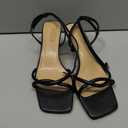 AIUNIIND Kitten Heels for Women, Square Open Toe Heeled Sandals, Strappy Ankle Strap Shoes for Dress, Party, Low Heel, Black, Size 8.5