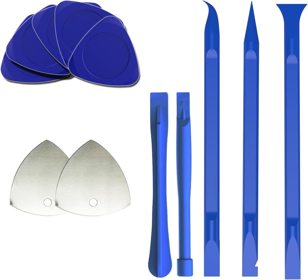 10pcs Plastic Spudgers + 2 Metal Triangular Pry Bar Set for iPad, Laptop, iPhone, Nintendo Switch, Keyboard, MacBook, Xbox, PS4, Desktop LCD, Handheld Game Console, hp Removal kit (5.79in)