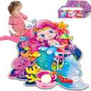 Mermaid Floor Puzzles for Kids Ages 4-6, Mermaid Toys for Girls, 59 Pieces Blue Cardboard Jumbo Jigsaw Puzzles for Toddlers, Educational Toys for Kids 3 4 5 6 7 8 Year Old (35x26 in)