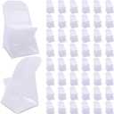 Newwiee Spandex Stretch Folding Chair Covers Bulk Fitted Universal Chair Protector Pack Removable Washable for Wedding Party Dining Banquet Event(white,50 Pcs)