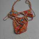 Women's 2 Piece Floral Tropical Print Bikini Set Boho Triangle Bathing Suit Tie Backless Swimsuit Sets (Medium, Multicolor)