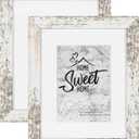 Califortree Rustic White 8x10 Picture Frame - Display Photos 5x7 with Mat or 8x10 Without Mat - HD Glass Inside, Horizontal and Vertical Display for Wall and Tabletop - Set of 2