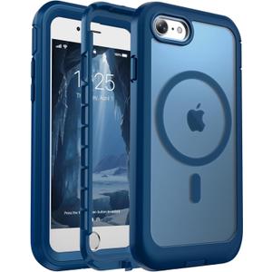 jaroco Magnetic for iPhone SE Case 3rd/2rd,iPhone 8/7 Case, [Compatible with MagSafe][Military Grade Drop Protection][Heavy Duty Protection][Non-Slip] 2-Layer Bumper Phone Case 4.7''-Deep Blue