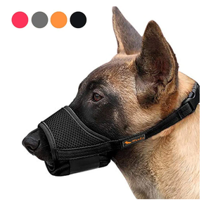 HEELE Dog Muzzle,Soft Nylon Muzzle Anti Biting Barking Chewing,Air Mesh Breathable Drinkable Adjustable Loop Pets Muzzle for Small Medium Large Dogs 4 Colors 4 Sizes (Black, L)