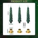 Honoson 3 Sets Christmas Tree Flameless Taper Candles with Remote Timer 10" LED Candles Battery Operated Green Candlesticks with 3D Flickering Flame for Holiday Window Fireplace Decor(Gold Base)