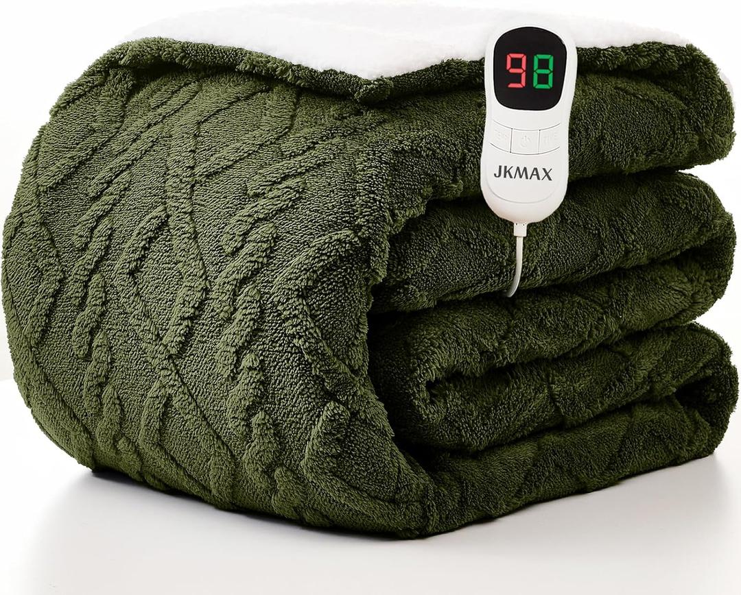 Heated Electric Blanket Full Size-72"x84" Heating Blanket with 10 Heating Levels & 5 Time Settings Over-Heat ProtectionWinter Warmer for Adults with ETL CertificationGreen