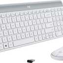 Logitech MK470 Slim Wireless Keyboard and Mouse Combo - Modern Compact Layout, Ultra Quiet, 2.4 GHz USB Receiver, Plug n' Play Connectivity, Compatible with Windows - Off White