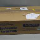Large Turtle Tank Kit with Lamp and Filter, Acrylic Turtle Tank Starter Kit, Tank Aquarium with Heightened and Curved Fences, Bottom Drainage, Multi-Function Areas