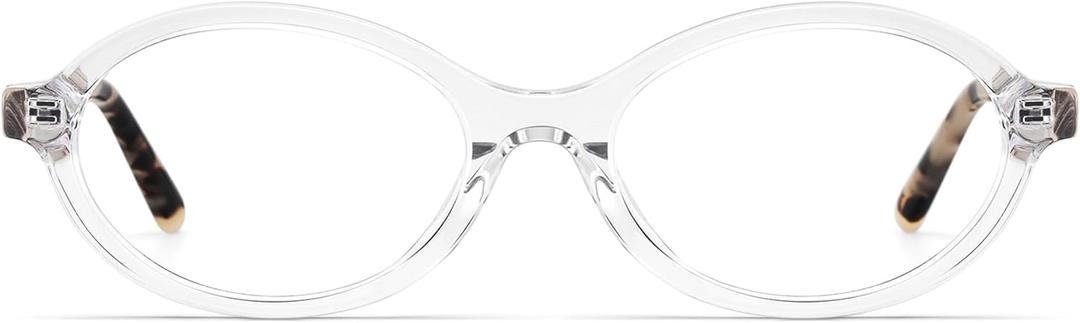 Zeelool Blue Light Blocking Glasses for Women, Retro Oval Glasses Frames Eyeglasses with Anti UV Lens Everly (Crystal)