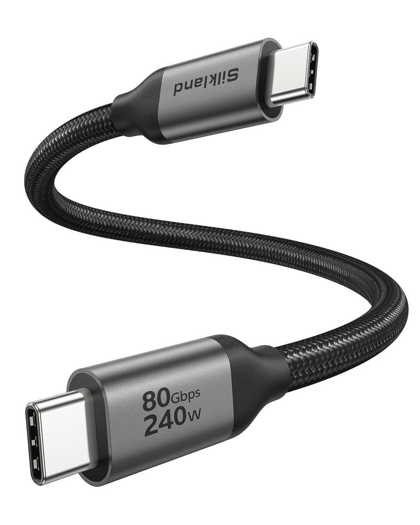 Silkland 80Gbps USB 4 for Short Thunderbolt 5 Cable 1FT, 240W Charing, 120Gbps Bandwidth for 16K/Dual 8K, Braided USB C Data Cable Compatible Thunderbolt 4, SSD, MacBook M4 Pro/Max, iPhone 17/16, Dock