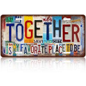 Vintage Family License Plate Wall Decor Metal Tin Sign 12 x 6 Inches - Together Is My Favorite Place To Be