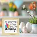 Easter Bathroom Decor for Home He Sees You When You're Pooping Bathroom Decor Easter Decorations for Toilet Restroom Washroom 6 x 6 inches