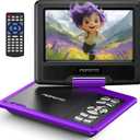 9.5" Portable DVD Player for Kids and Car with 7.5" Swivel Screen, 4-6 Hours Working Time, Car DVD Player with Dual Speakers, Remote Control, Support Sync TV, Region Free USB/SD/AV - Purple